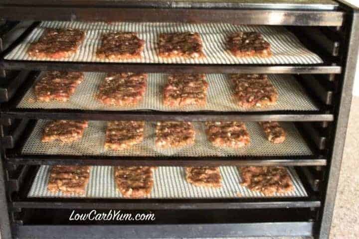 Ground beef jerky in dehydrator