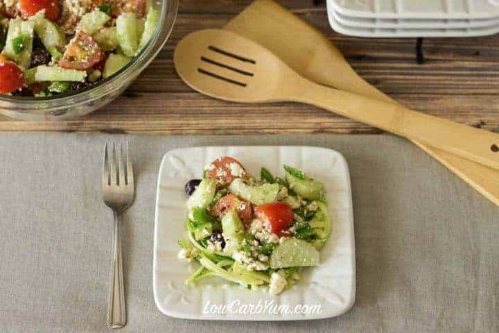 Low carb Greek salad over zoodles recipe