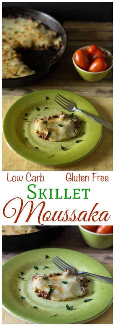 Have you ever tried a skillet moussaka recipe? If you prefer cooking on the stove, try this easy low carb gluten free moussaka in a skillet for dinner.