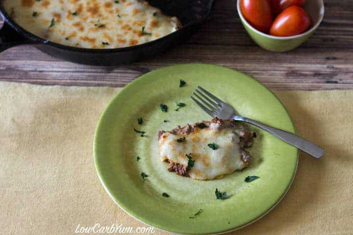 low carb gluten free skillet moussaka