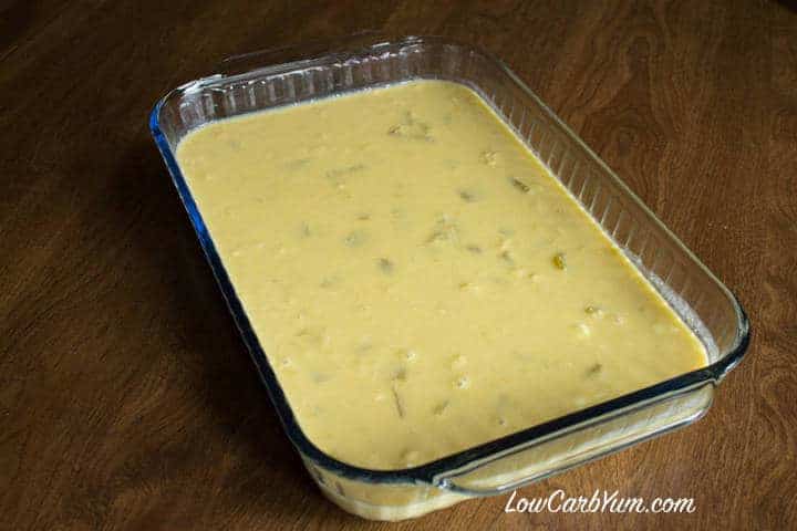 Low carb yellow squash custard cake batter