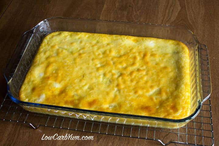 Low carb yellow squash custard cake rack