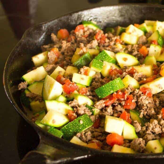 Mexican Ground Beef with Zucchini and Tomatoes