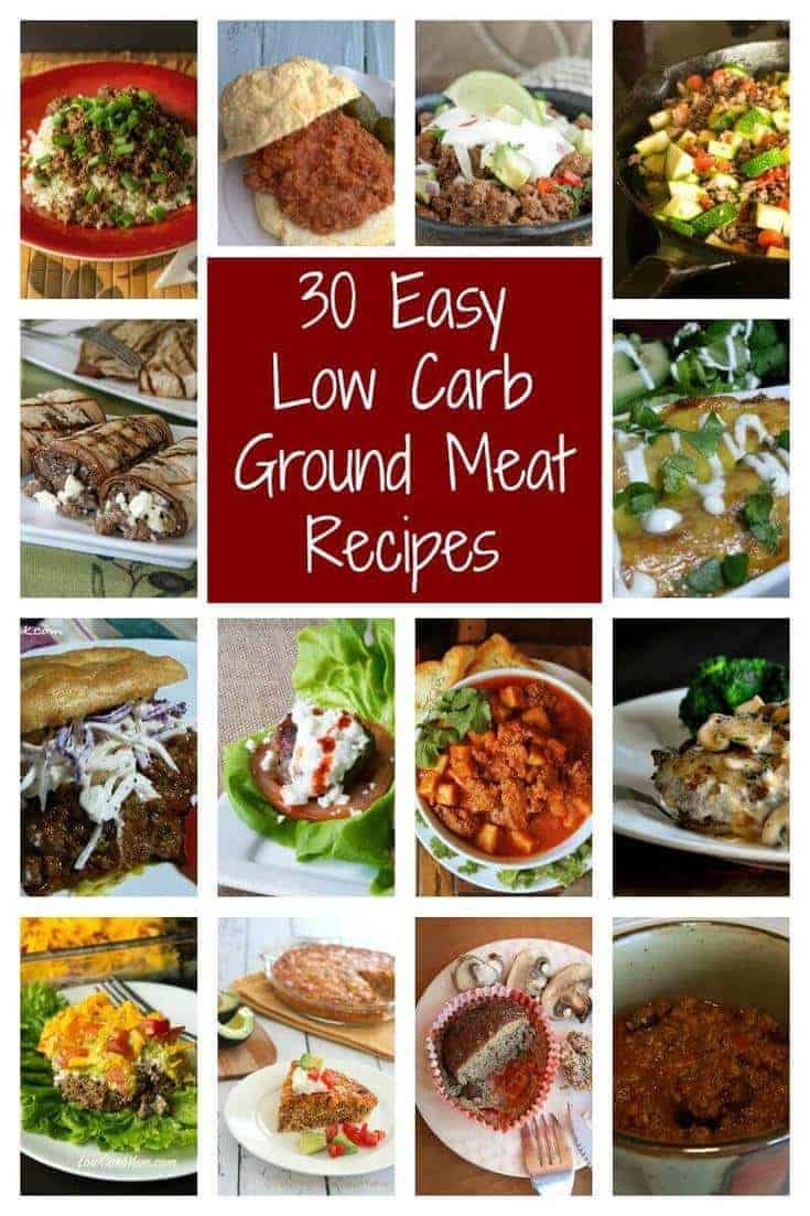 A collection of 30 easy low carb ground meat recipes that your family is sure to love! Ground beef recipes are included along with other ground meat dishes.