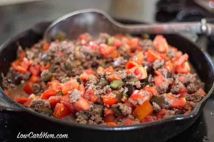 Add eggplant tomato ground beef skillet