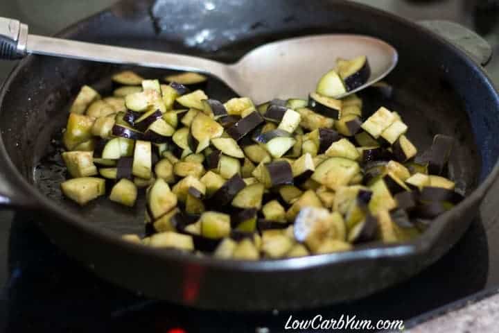 Cook eggplant skillet