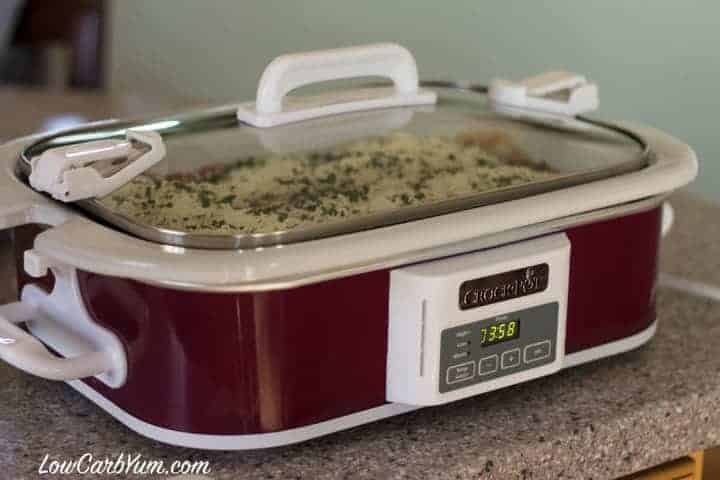 Crock-Pot ground beef eggplant casserole cooking