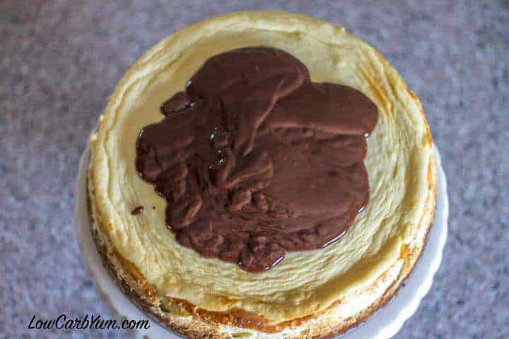 Gluten free low carb Boston cream cheesecake topping