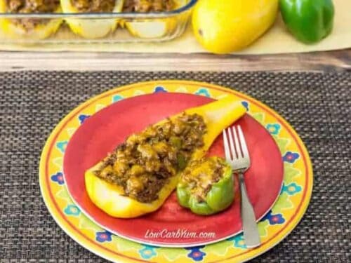 Taco Stuffed Yellow Squash And Peppers Low Carb Yum