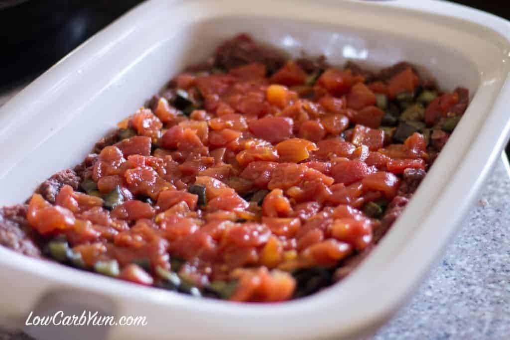 Crock Pot Ground Beef Eggplant Casserole Low Carb Yum