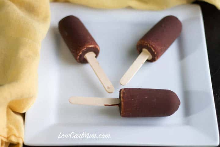low carb chocolate dipped peanut butter ice cream pops
