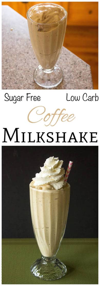 This quick and easy low carb coffee milkshake is a terrific grab and go summer treat. Just put all the ingredients in a blender and give it a whirl!