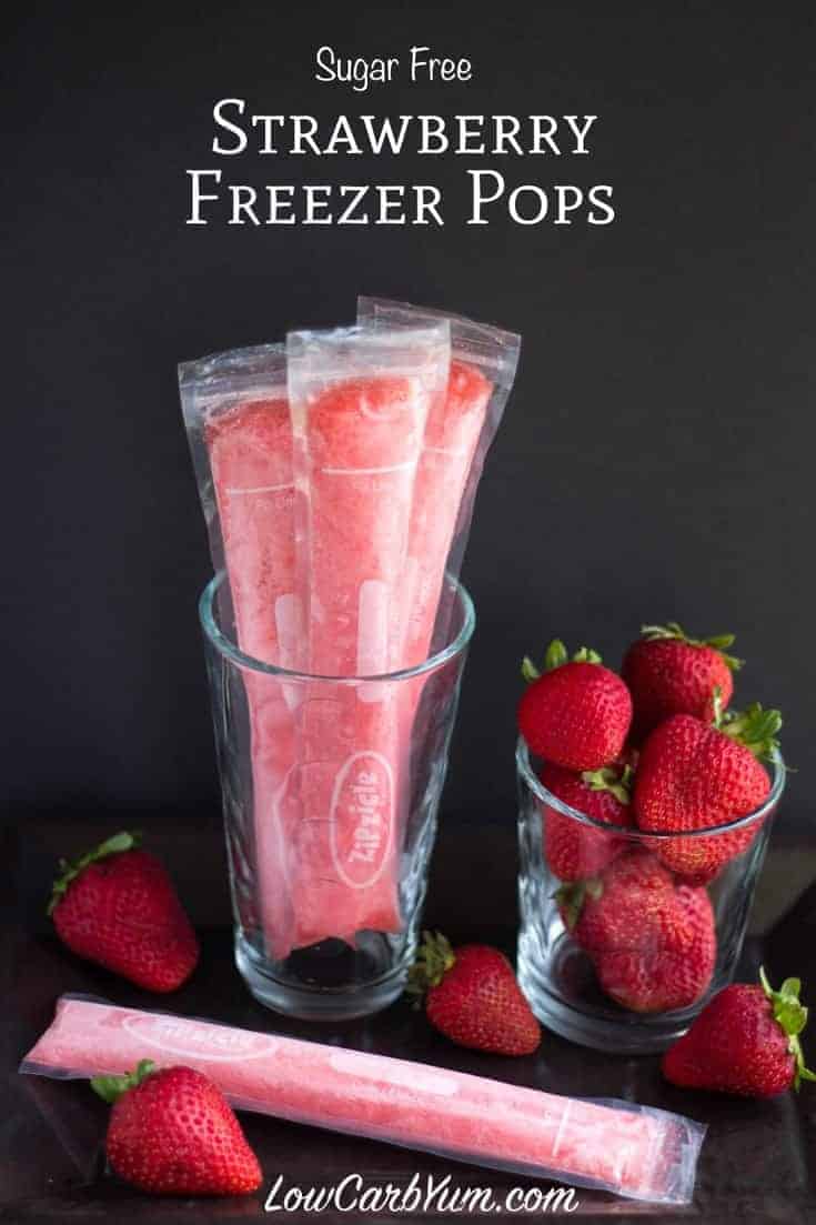 Low carb strawberry freezer pop popsicles