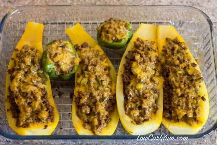 low-carb taco stuffed yellow squash baked