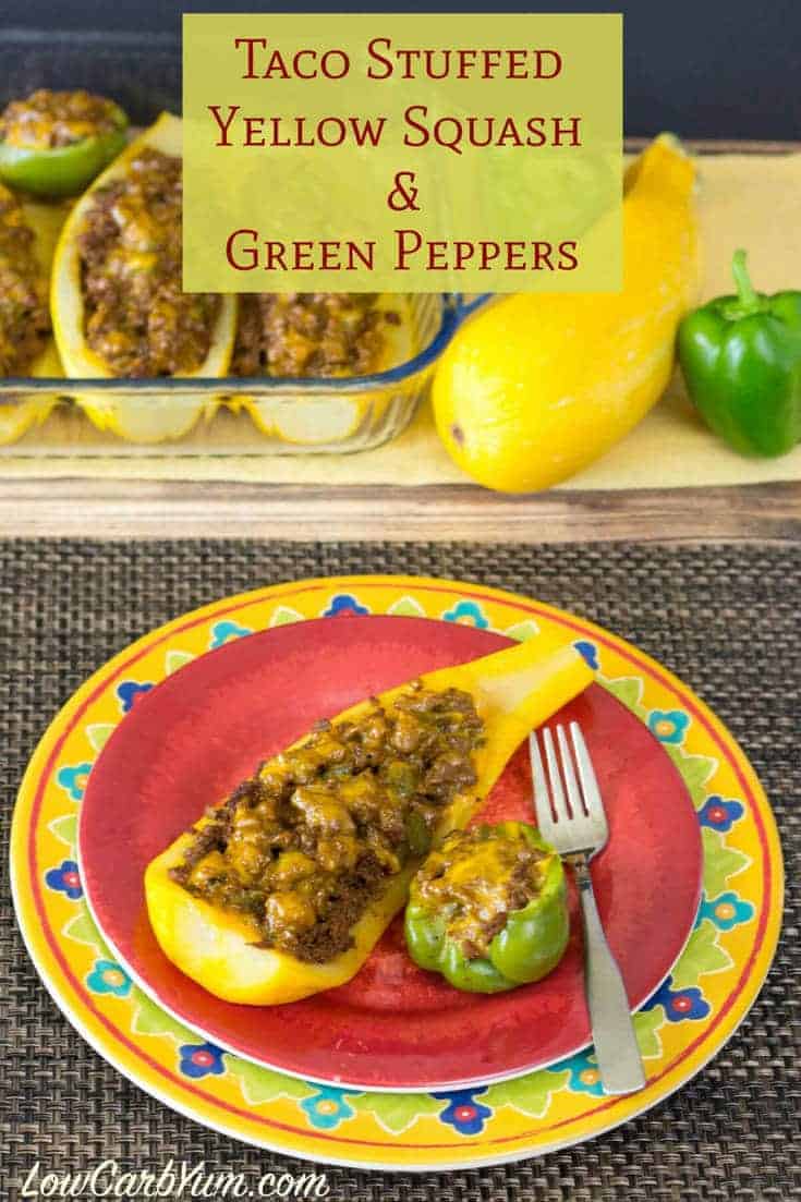 low-carb taco stuffed yellow squash green peppers recipe