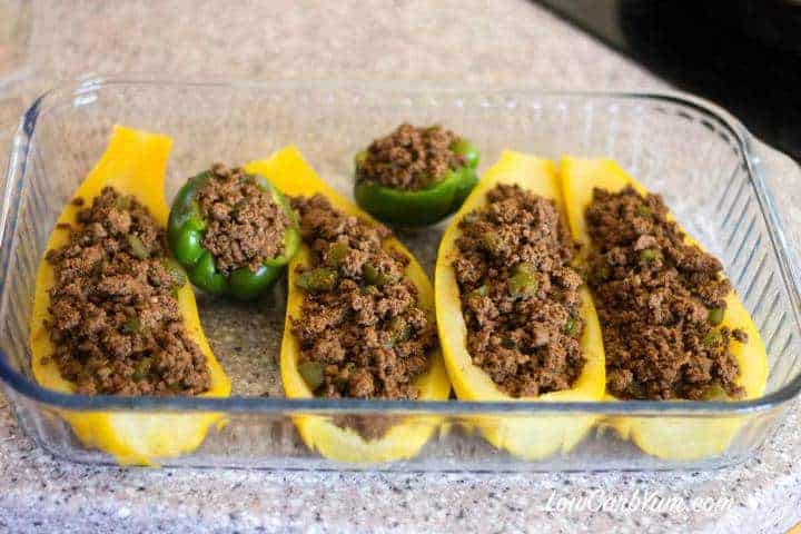 low-carb taco stuffed yellow squash meat