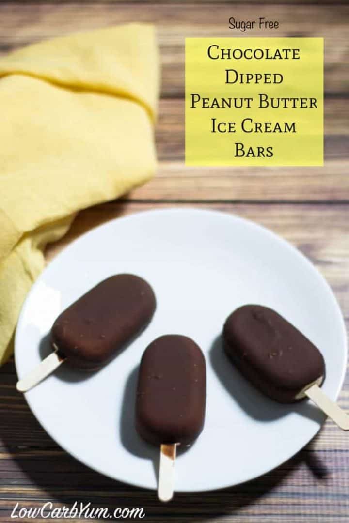 Chocolate covered peanut butter low carb ice cream bars