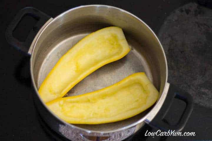 seeded yellow squash halves