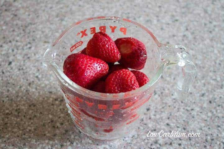 strawberries in Pyrex cup