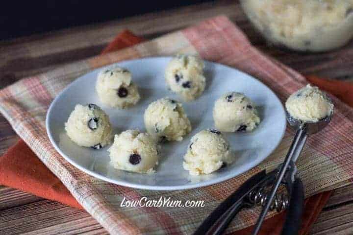 scoops of cookie dough on plate