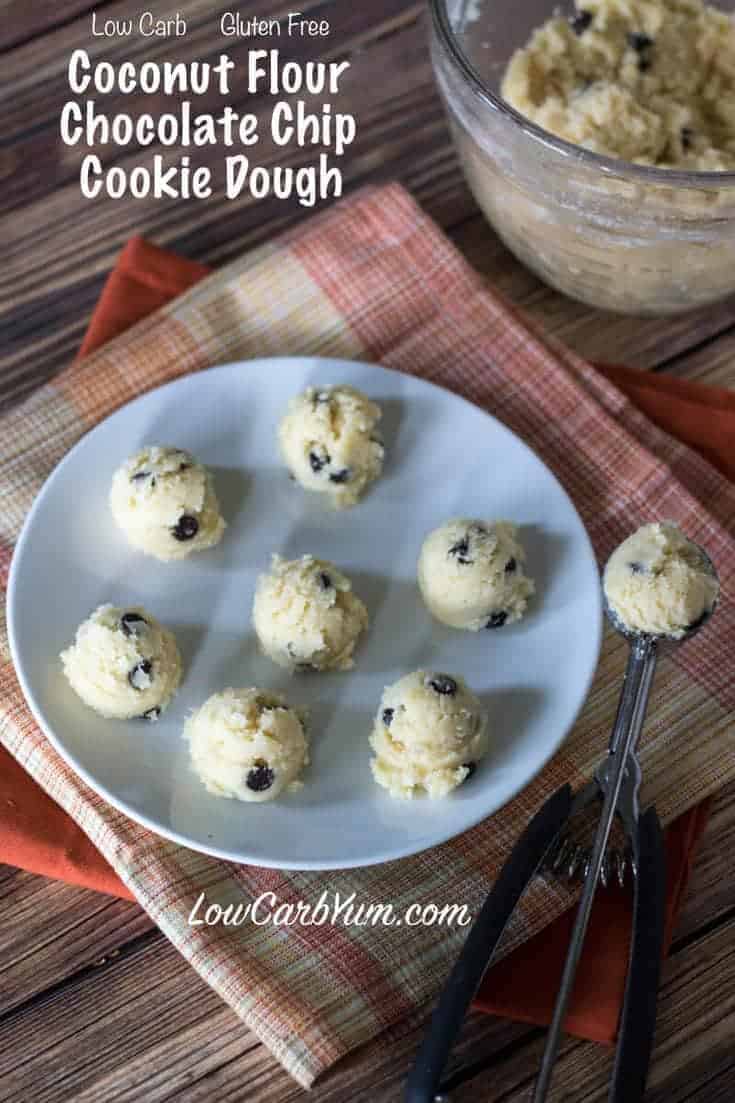 Low carb gluten free coconut flour chocolate chip cookie dough bites 