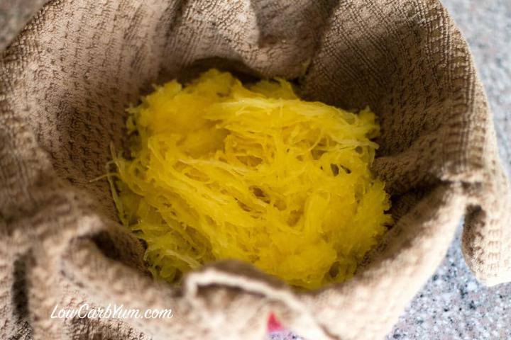 Spaghetti squash bowl with towel