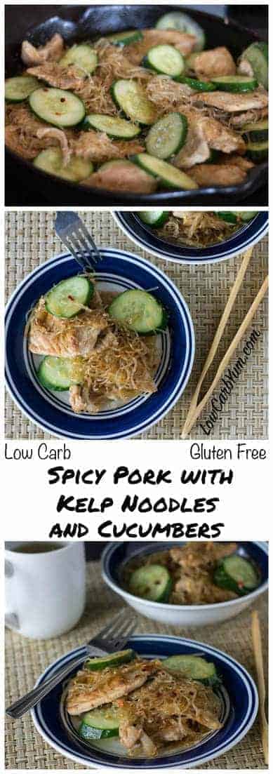 Try this Asian inspired low carb gluten free spicy pork with kelp noodles. It's a really healthy Paleo stir fry dish that is very quick and easy to prepare.
