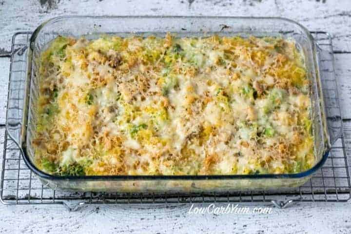 baked chicken spaghetti squash casserole on rack