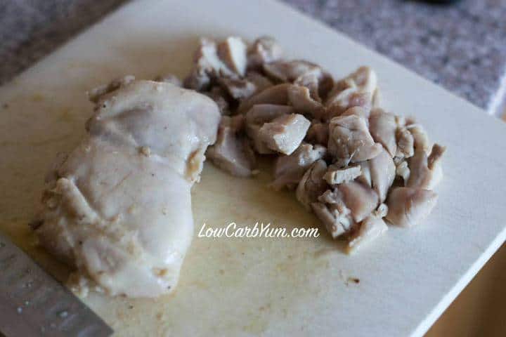 cutting chicken thigh meat