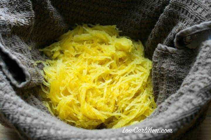 spaghetti squash in towel