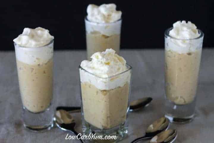 butterscotch pudding in shot glasses