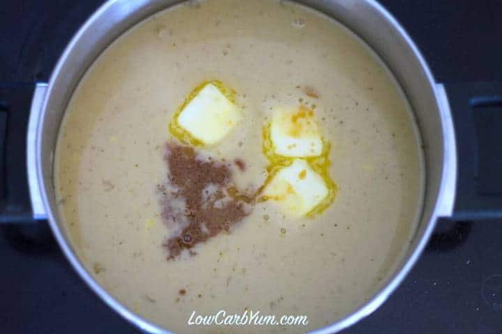 butter melting in hot pudding mixture