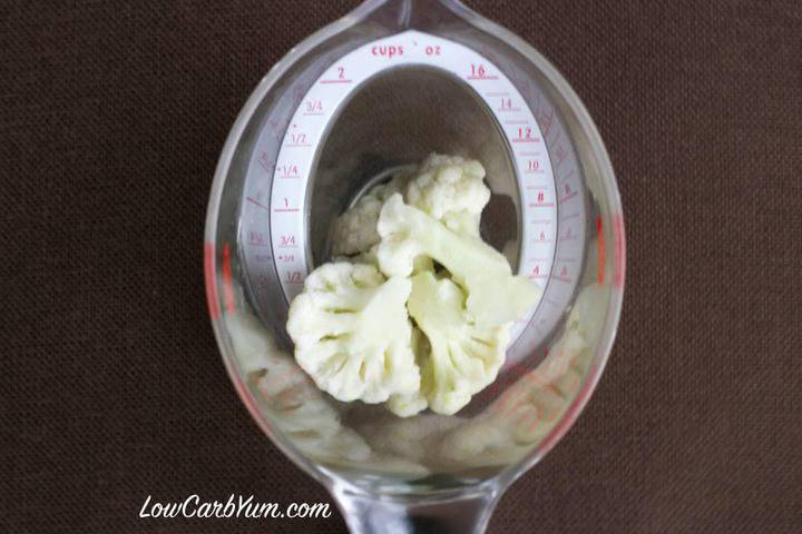 cauliflower in measuring cup