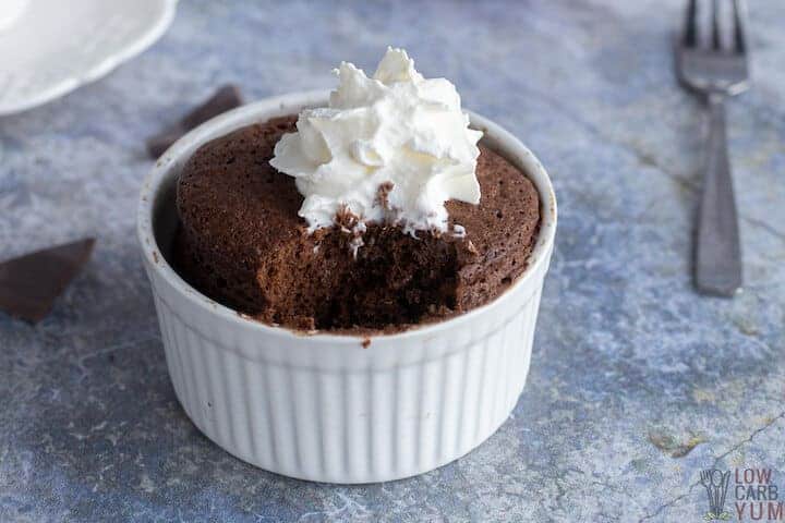 keto brownie mug cake inside texture