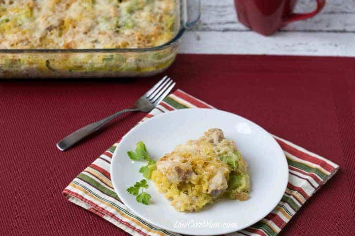 serving chicken broccoli spaghetti squash casserole