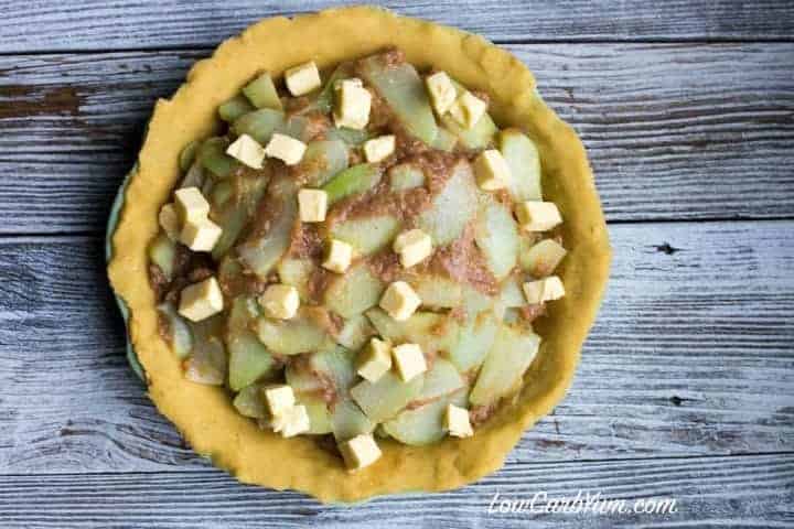 Low carb gluten free chayote squash mock apple pie filling butter dots