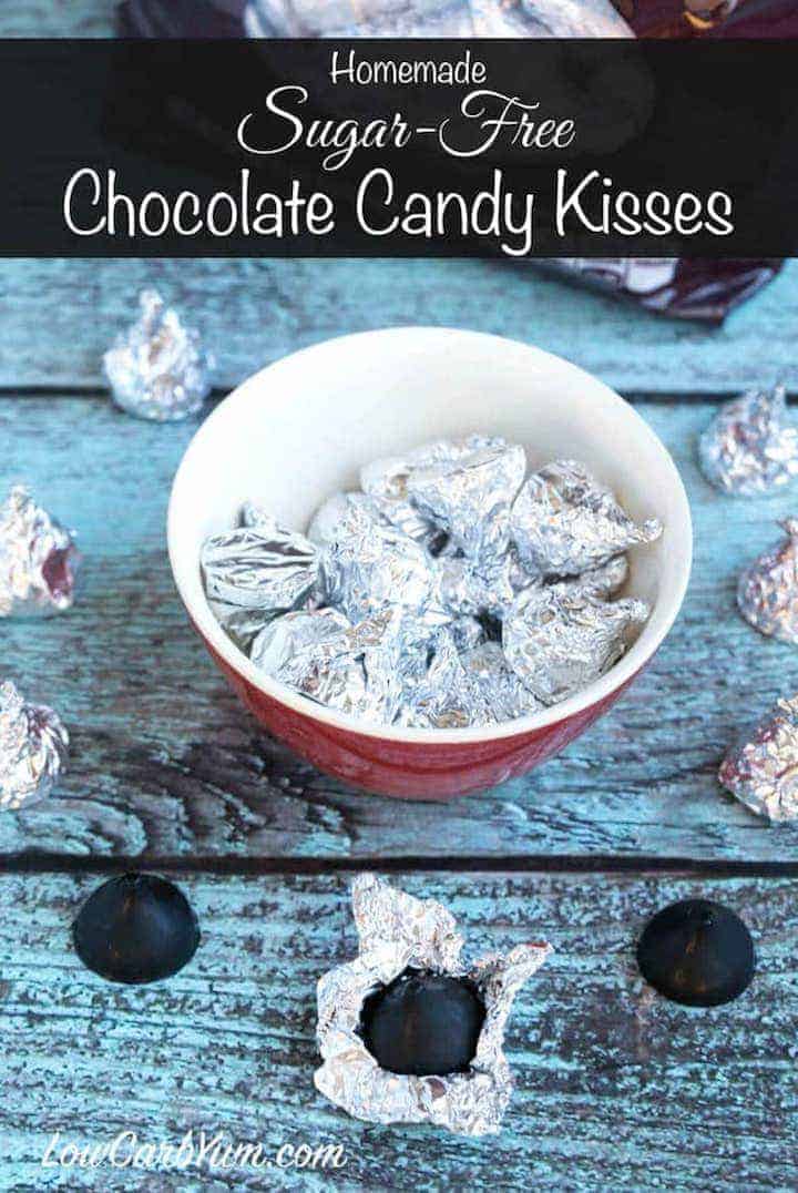 Easy to make low carb sugar free chocolate kisses candy