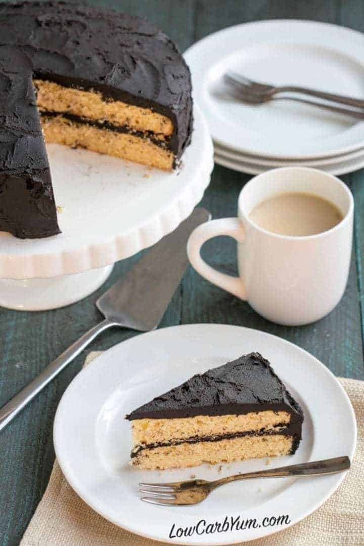 Round low carb dark chocolate frosting yellow cake 