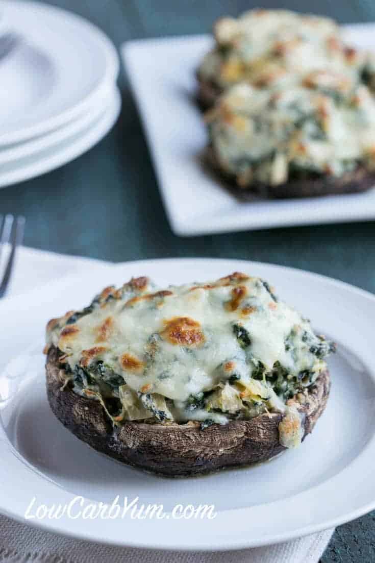 keto spinach artichoke stuffed portobello mushrooms