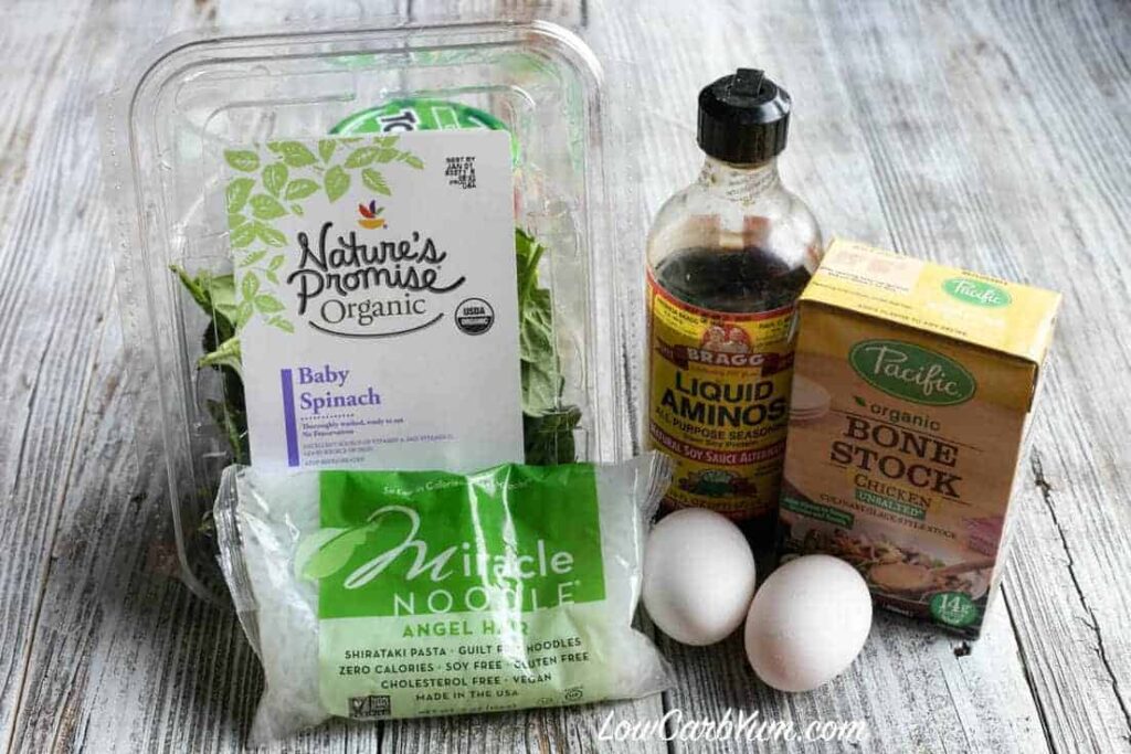 Spinach Egg Miracle Noodle Soup Low Carb Yum