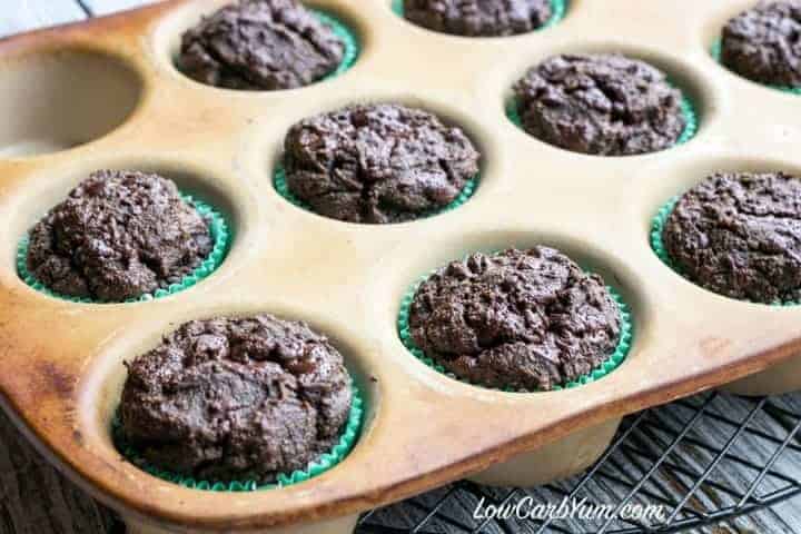 Low carb double chocolate muffins from The KetoDiet Cookbook