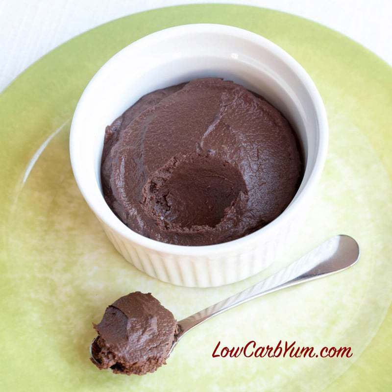 bowl of low carb chocolate pudding
