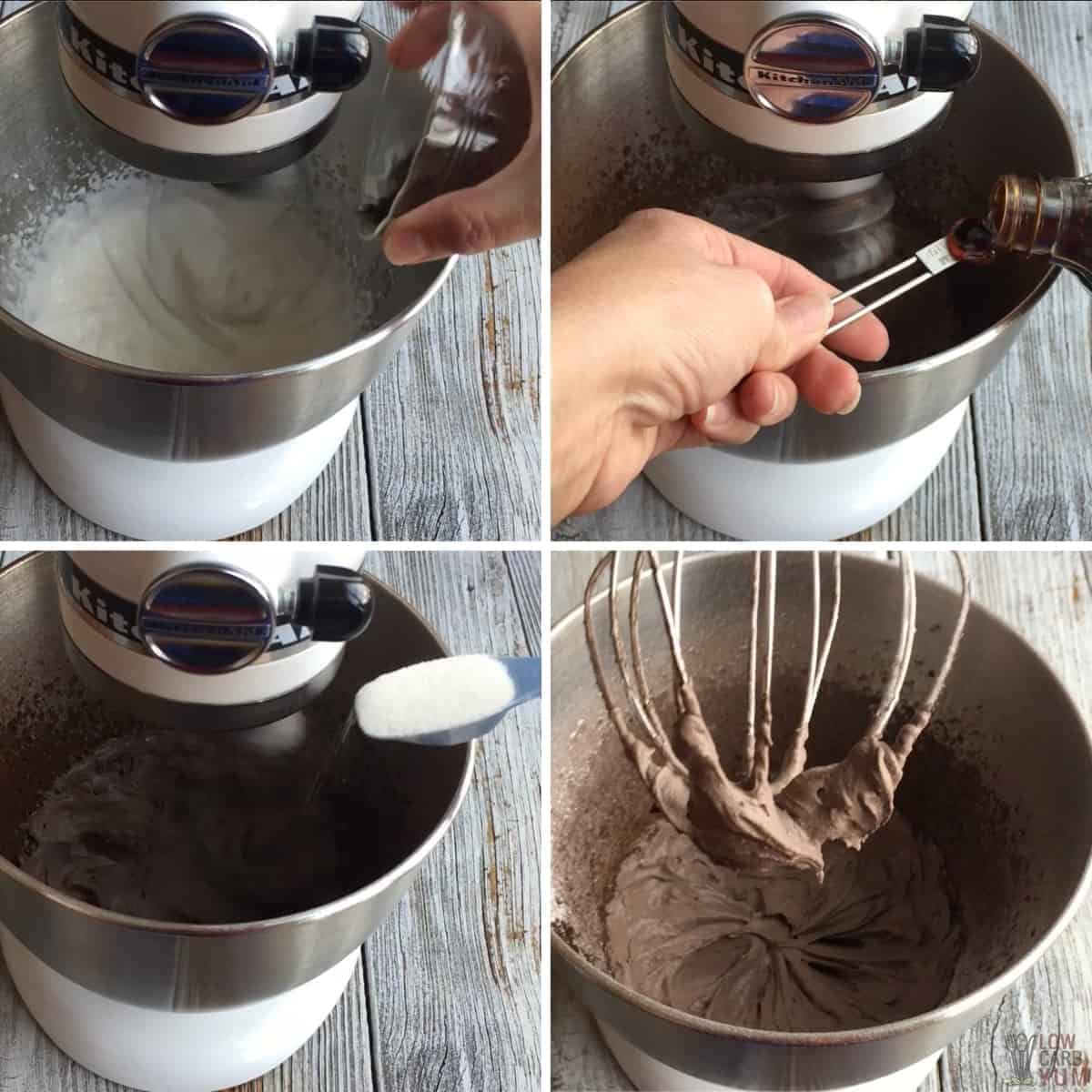 adding remaining ingredients to heavy cream