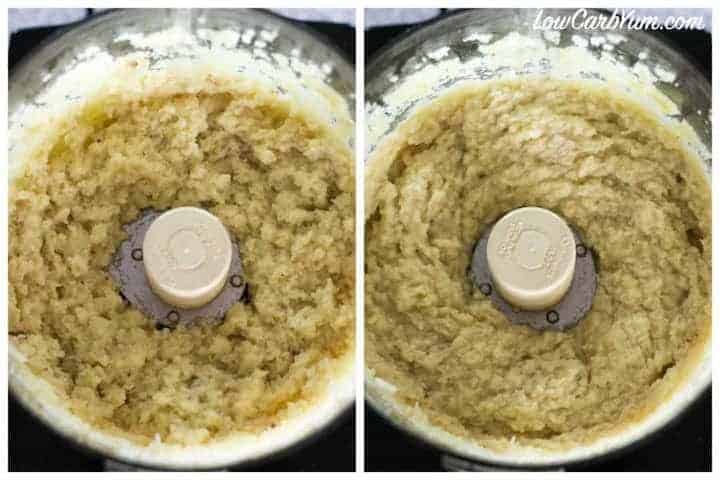 Making garlic cauliflower mash with mashed celery root