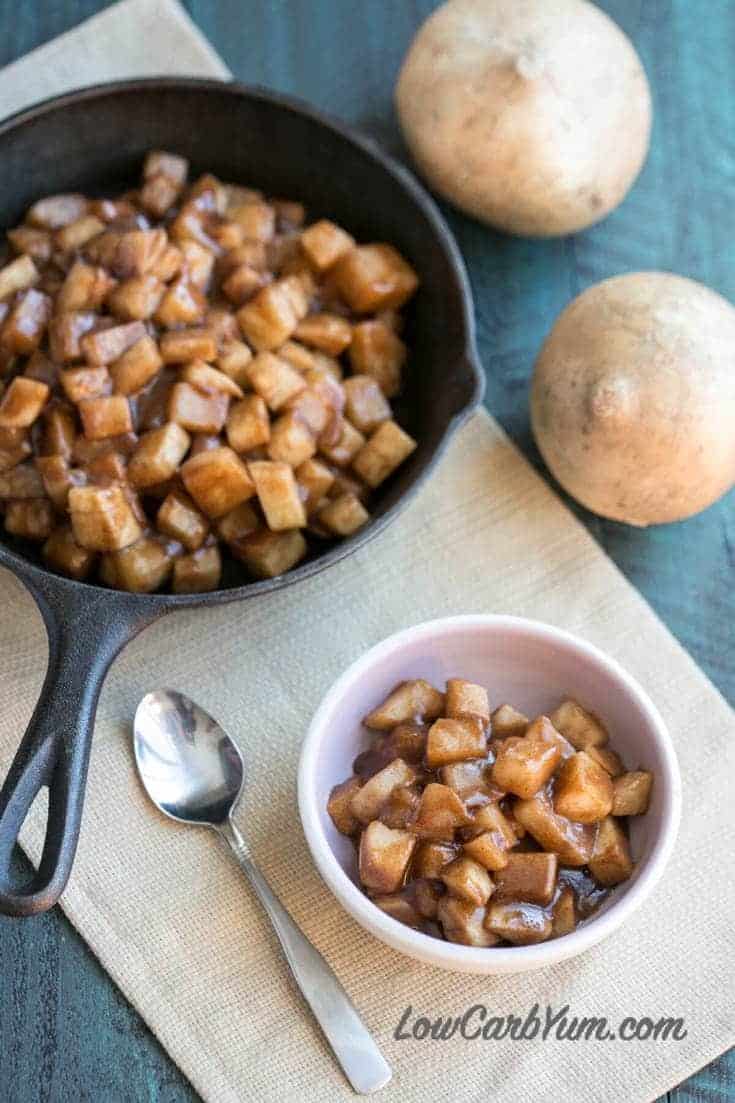 jicama apple filling in skillet and bowl