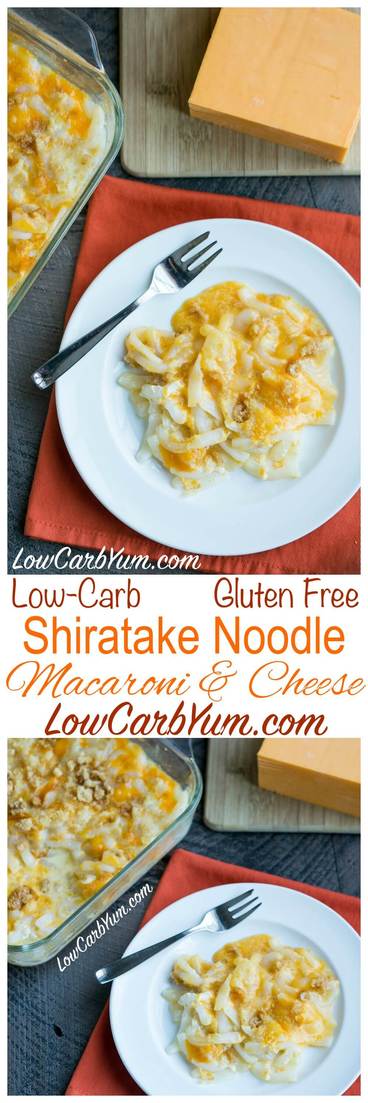 Are you still looking for a great low carb macaroni and cheese recipe that doesn't use cauliflower? Give this shirataki noodle macaroni and cheese a try! | LowCarbYum.com