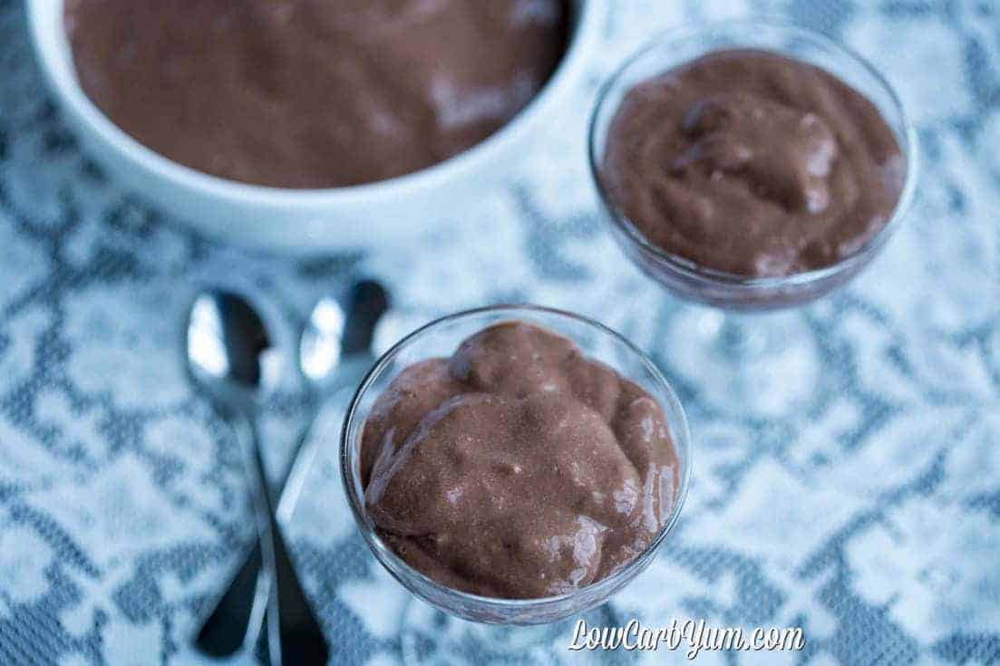 serving the keto chocolate pudding