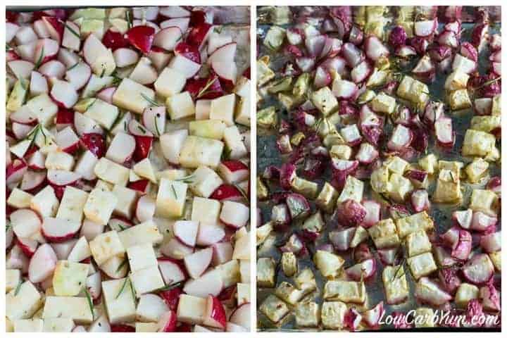 roasting celery root celeriac and radishes