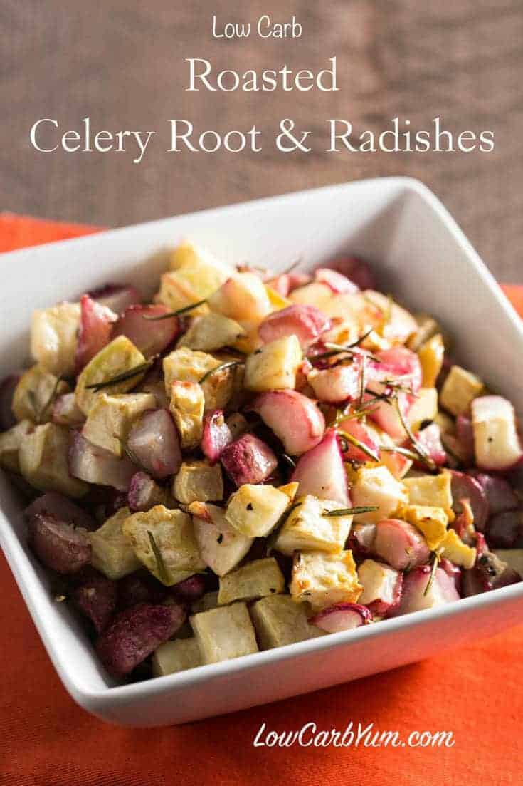 roasted celery root and radishes