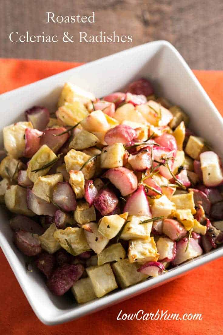 roasted celery root celeriac and radishes